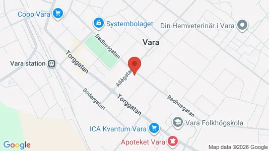 Bostadsrätter till salu i Vara - kort over placeringen