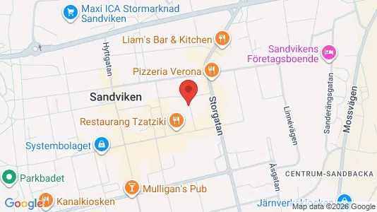 Bostadsrätter till salu i Sandviken - kort over placeringen