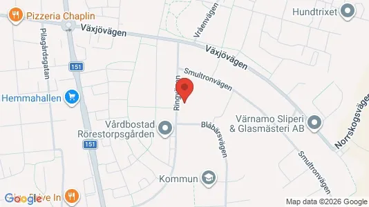 Bostadsrätter till salu i Värnamo - kort over placeringen