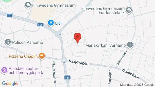 Bostadsrätter till salu i Värnamo - kort over placeringen