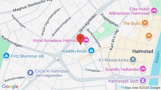 Lägenheter till salu i Halmstad - kort over placeringen