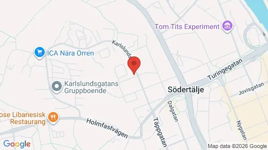Bostadsrätter till salu i Södertälje - kort over placeringen