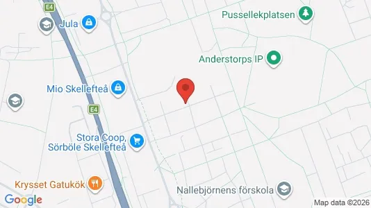 Lägenheter att hyra i Skellefteå - kort over placeringen