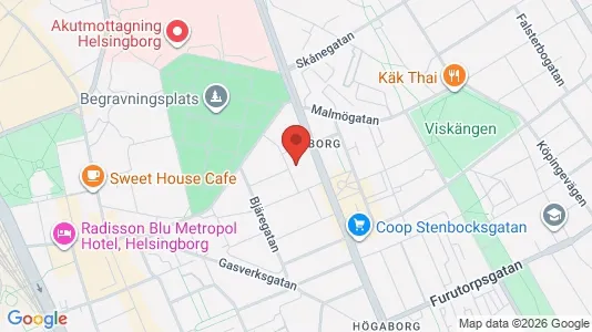 Lägenheter att hyra i Helsingborg - kort over placeringen