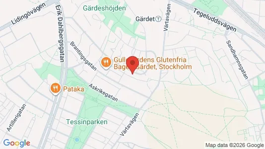 Lägenheter att hyra i Gärdet/Djurgården - kort over placeringen