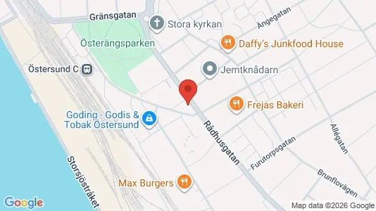 Bostadsrätter till salu i Östersund - kort over placeringen