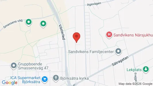 Bostadsrätter till salu i Sandviken - kort over placeringen