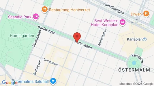 Lägenheter till salu i Östermalm - kort over placeringen