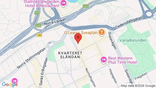 Lägenheter till salu i Vasastan - kort over placeringen