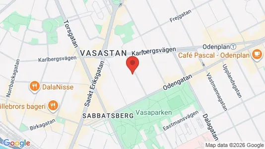 Lägenheter till salu i Vasastan - kort over placeringen