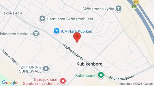 Lägenheter till salu i Sundsvall - kort over placeringen