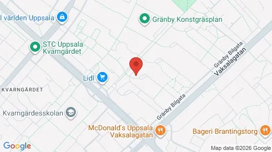 Bostadsrätter till salu i Uppsala - kort over placeringen