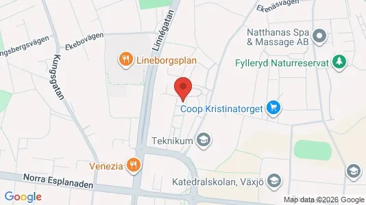 Bostadsrätter till salu i Växjö - kort over placeringen