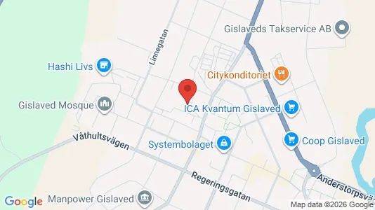 Lägenheter till salu i Gislaved - kort over placeringen