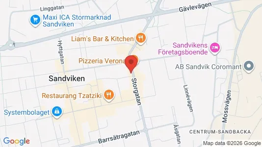 Lägenheter att hyra i Sandviken - kort over placeringen