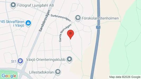 Bostadsrätter till salu i Växjö - kort over placeringen