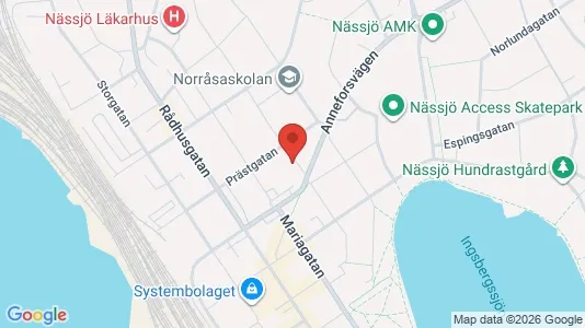 Lägenheter till salu i Nässjö - kort over placeringen