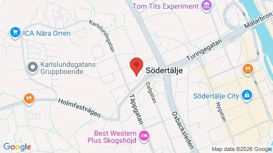Bostadsrätter till salu i Södertälje - kort over placeringen