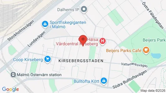 Lägenheter till salu i Kirseberg - kort over placeringen