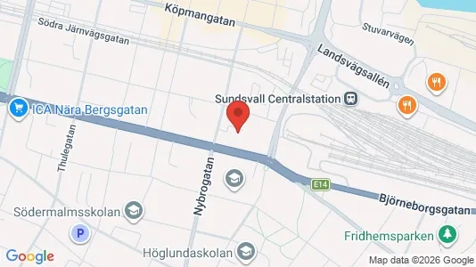 Lägenheter till salu i Sundsvall - kort over placeringen