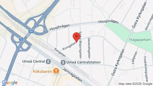 Lägenheter till salu i Umeå - kort over placeringen
