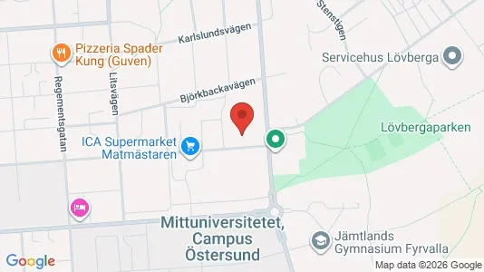 Lägenheter till salu i Östersund - kort over placeringen