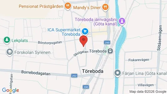 Bostadsrätter till salu i Töreboda - kort over placeringen