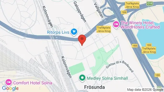 Lägenheter till salu i Solna - kort over placeringen