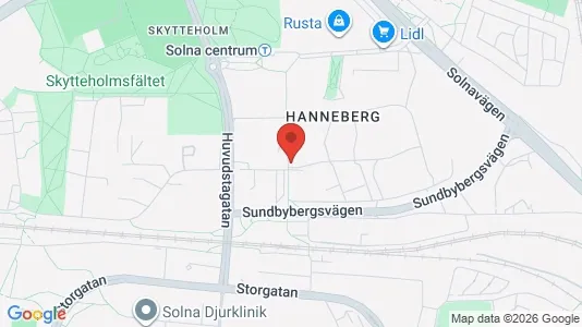 Bostadsrätter till salu i Solna - kort over placeringen