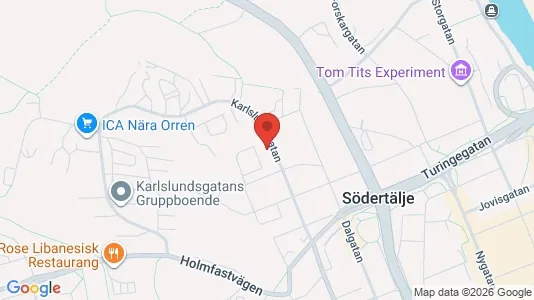 Bostadsrätter till salu i Södertälje - kort over placeringen