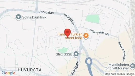 Lägenheter att hyra i Solna - kort over placeringen