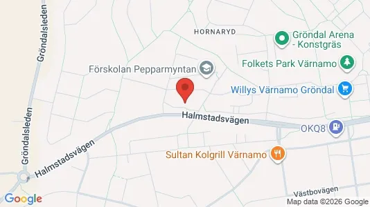 Bostadsrätter till salu i Värnamo - kort over placeringen