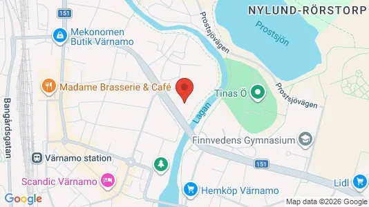 Lägenheter att hyra i Värnamo - kort over placeringen