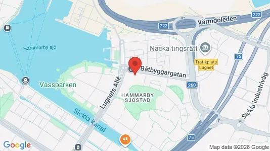 Bostadsrätter till salu i Hammarbyhamnen - kort over placeringen