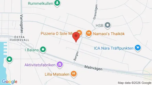Bostadsrätter till salu i Hudiksvall - kort over placeringen
