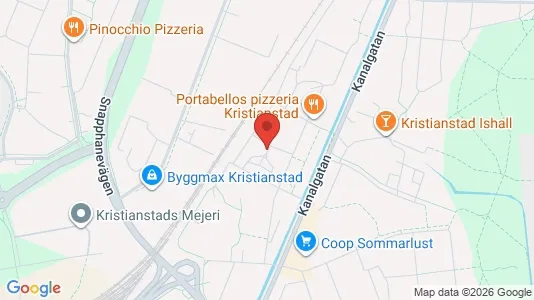 Bostadsrätter till salu i Kristianstad - kort over placeringen