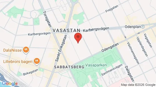 Lägenheter till salu i Vasastan - kort over placeringen