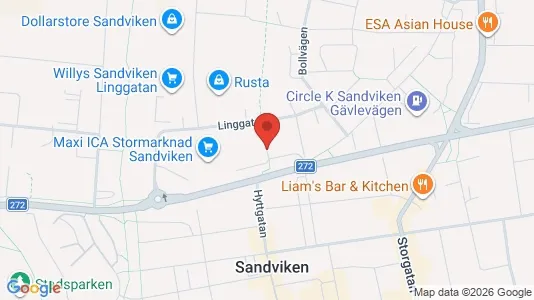 Lägenheter att hyra i Sandviken - kort over placeringen