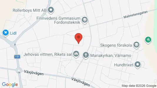 Bostadsrätter till salu i Värnamo - kort over placeringen