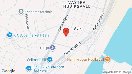 Bostadsrätter till salu i Hudiksvall - kort over placeringen
