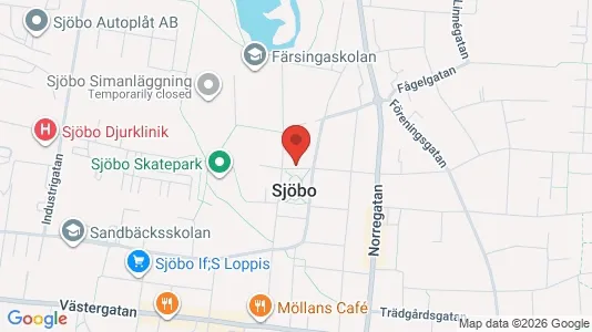 Bostadsrätter till salu i Sjöbo - kort over placeringen