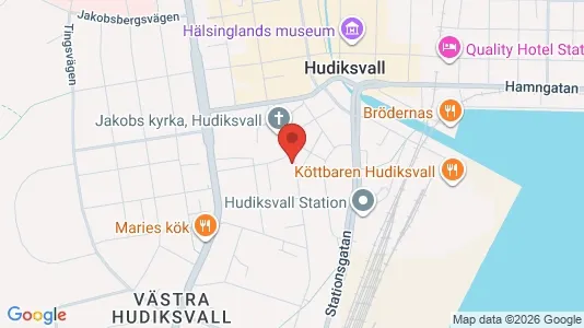 Bostadsrätter till salu i Hudiksvall - kort over placeringen