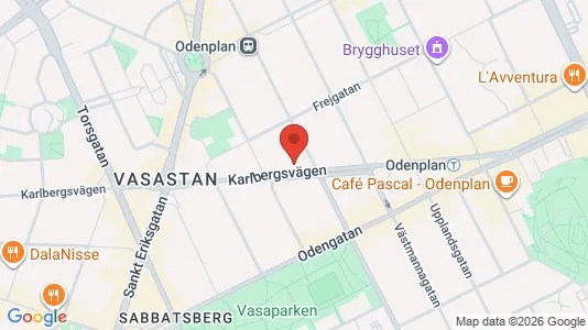 Lägenheter till salu i Vasastan - kort over placeringen