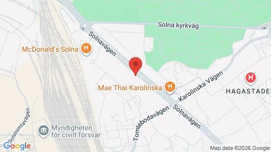 Lägenheter att hyra i Solna - kort over placeringen