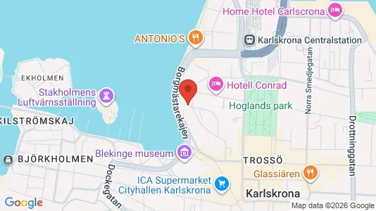 Lägenheter att hyra i Karlskrona - kort over placeringen