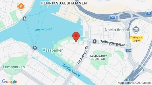 Bostadsrätter till salu i Hammarbyhamnen - kort over placeringen