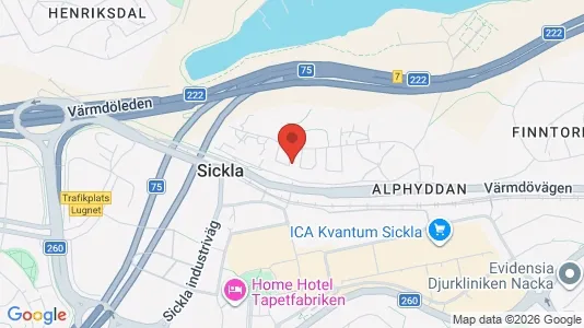 Bostadsrätter till salu i Nacka - kort over placeringen
