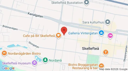 Lägenheter att hyra i Skellefteå - kort over placeringen