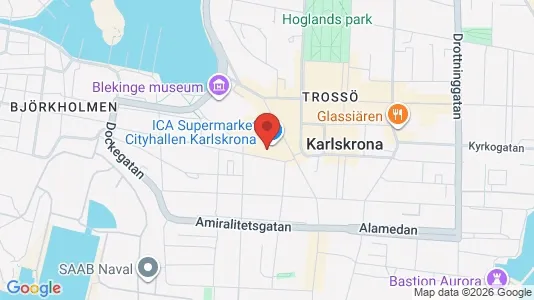 Lägenheter att hyra i Karlskrona - kort over placeringen