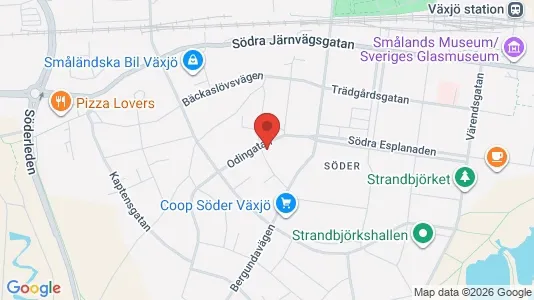 Lägenheter att hyra i Växjö - kort over placeringen